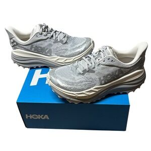 Brand New Men Hoka Stinson 7 Trail Running Shoes Grey White Sz 8.5D 1141530-SLBS